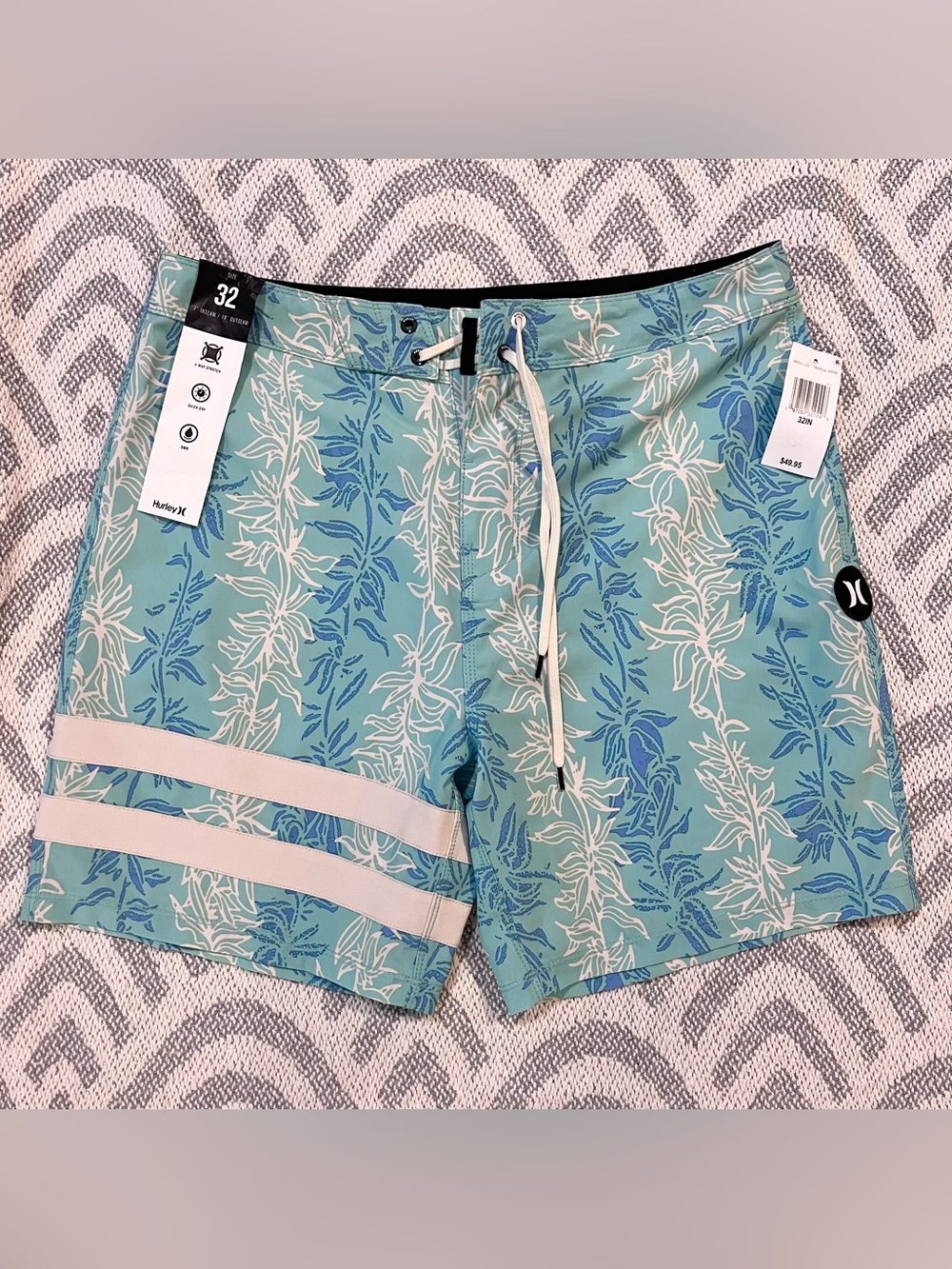 HURLEY Men’s Tropical Green Swim Board Shorts 32 NWT
